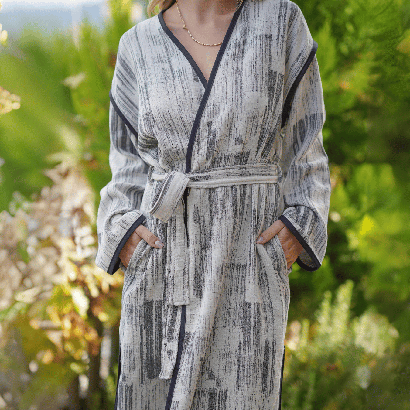 Deren Cotton Long Robe Kimono