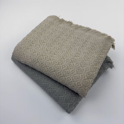 Rose-Patterned Textured Cotton Blanket