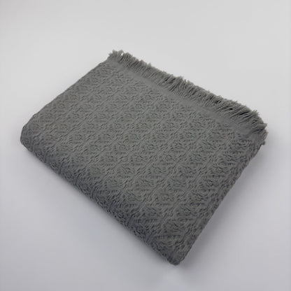 Rose-Patterned Textured Cotton Blanket