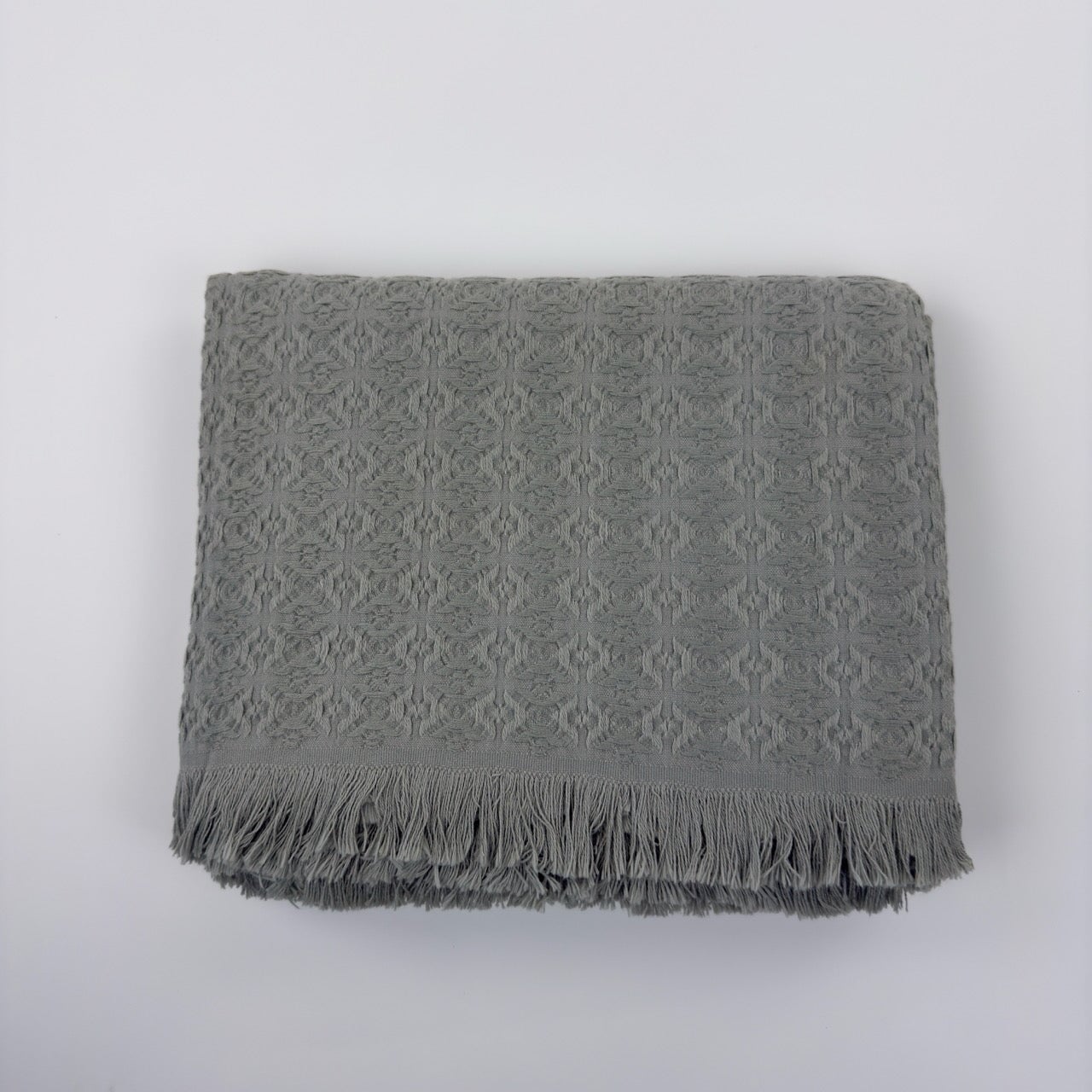 Rose-Patterned Textured Cotton Blanket