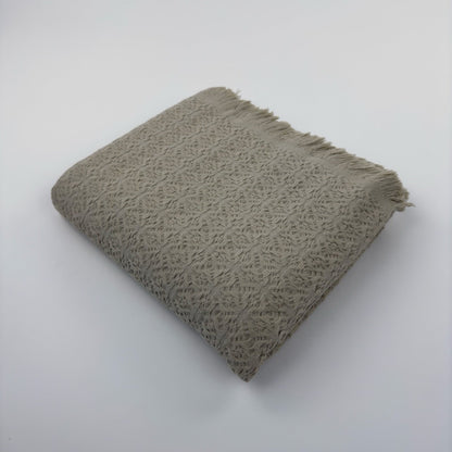 Rose-Patterned Textured Cotton Blanket