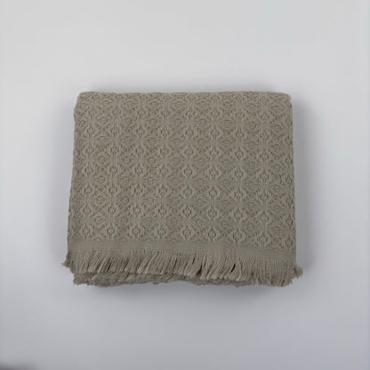 Rose-Patterned Textured Cotton Blanket