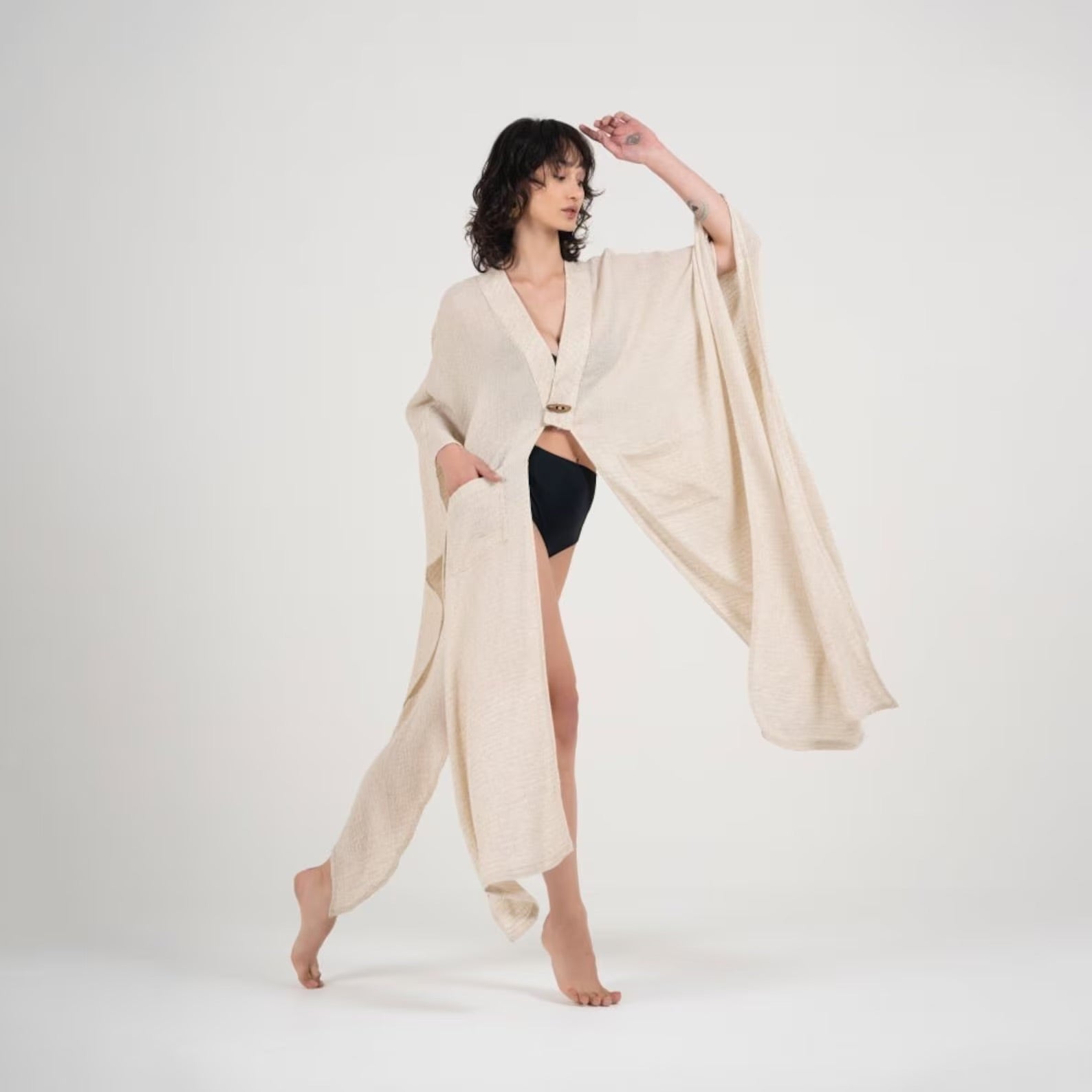 Elaine Linen Kimono & Beach Cover-Up