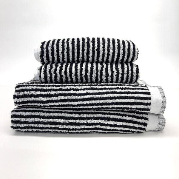 Beautiful Black & White Striped Turkish Terry Bath Towel